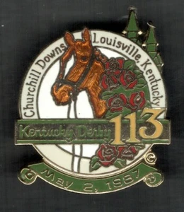 Prendedor del Derby de Kentucky Churchill Downs Louisville KY #113 2 de mayo de 1987 de colección nuevo en stock - Imagen 1 de 1
