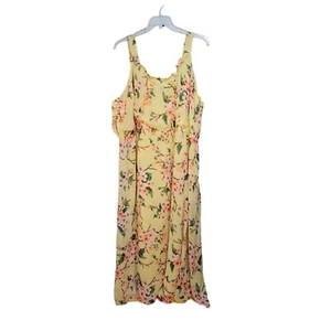 Denim 24/7 Women's Yellow Floral Sleeveless Maxi Dress Cotton Lined Size 34W - Picture 1 of 7