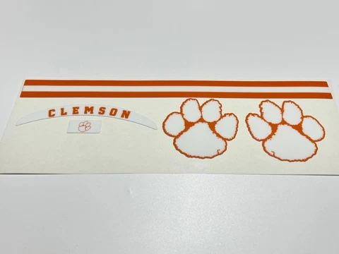Clemson Tigers White Paw Mini Football Helmet Decal Set Cover