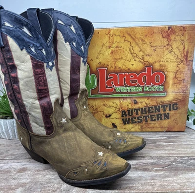 Laredo Wm 10 Keyes Estrellas Bronceadas Rayas EE. UU. Western Puntera Cortada 52165 Botas de Vaquero Caja Foto 1 de 4