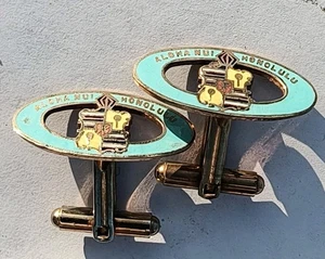 Aloha Nui Honolulu weich blau emailliert Hawaii Manschettenknöpfe Set - Bild 1 von 4