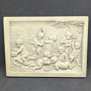 PLASTER CHERUBS/ANGEL MUSICIANS WALL PLAQUE ROMANTIC ELEGANCE ROMAN GRECO - Picture 1 of 7
