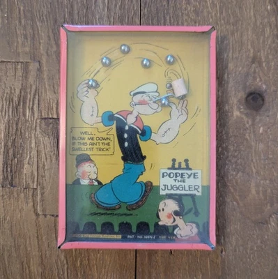 古董 Popeye The Juggler 1929 锡玩具 Dexteriry 游戏复古球卷 — 第 1/3 张图片