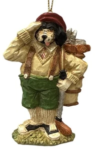 Vintage handbemalte Hund Golfer Figur hängend Ornament Weihnachten - Bild 1 von 4
