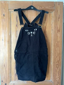 Lazy Oaf Black Cat Pinafore Dress - Medium (please see description) - Picture 1 of 4