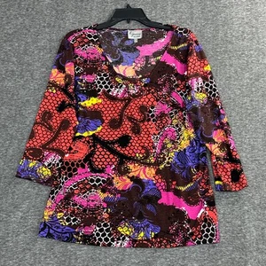 LYNN RITCHIE SILVER Womens Top Size XL Artsy Art to Wear Pullover Stretch - Picture 1 of 6