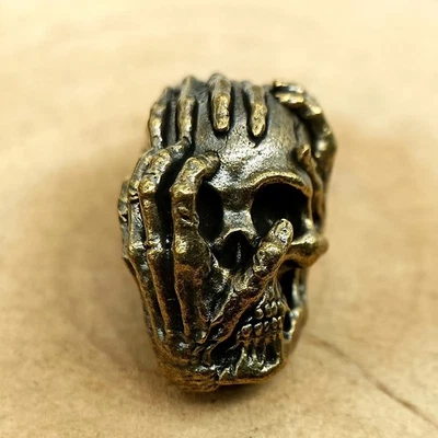 Cuchillo tejido a mano latón macizo “guerrero calavera” cordón cuentas cuentas Paracord GH504 Foto 1 de 4