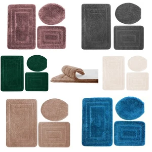 3 Tlg Badematte Badteppich Badvorleger Rutschfeste Grau Graphit Braun Grün Beige - Bild 1 von 15