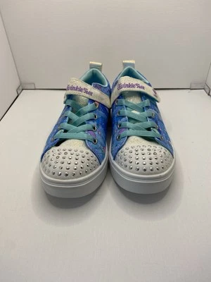 Zapatillas Skechers Niñas 2 Dedos Brillantes Iluminados Bebé Azul Unicornio Multicolor Zapato Foto 1 de 4