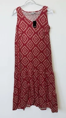 Avenue Women’s Sleeveless Red Geometric Print Dress Size 16 – 100% Cotton - Image 1 of 4