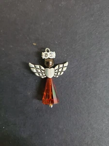 C.A. Ciondolo Angelo Placcato Argento 1,25" con Cristallo e Perla Swarovski (CA87) - Foto 1 di 2