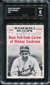 1961 Nu-Cards Baseball Scoops #419 Mickey Cochrane Detroit Tigers - GMA 6 Ex/NM - Picture 1 of 2