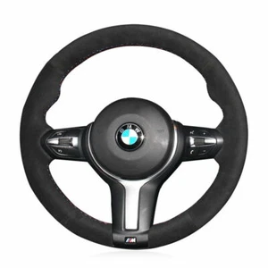 Hand-Sewing Black Suede Leather Steering Wheel Covers Wrap For BMW F22 F30 F32 - Picture 1 of 12