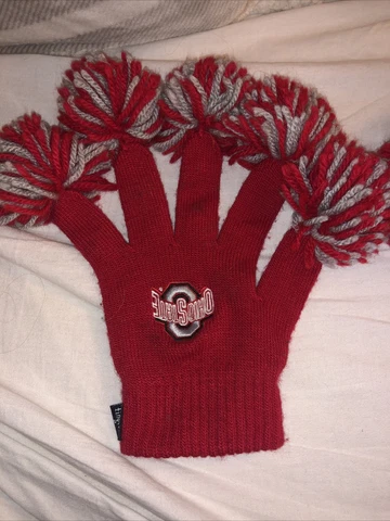 THE OHIO STATE UNIVERSITY BUCKEYES Pom Pom Cheer Gloves Spirit Fingerz Well Worn Cover