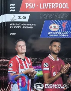 2025 PSV EINDHOVEN v LIVERPOOL CHAMPIONS LEAGUE PHASE PROGRAMME SOLD AT STADIUM - Picture 1 of 3