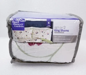 BETTER HOMES AND GARDENS  set 2 KING SHAMS embroidered floral 20in W x 36in L - Picture 1 of 4