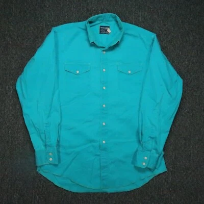 VINTAGE Wrangler Shirt Men Extra Large Blue Brushpopper Western USA - Image 1 of 4