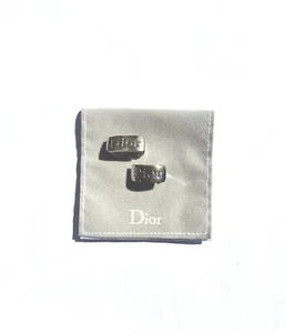 Vintage Christian Dior Silver Clip on Earrings Authentic Dior Pendant Spellout - Picture 1 of 2
