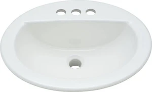 PROFLO PF19164 White 19" Self Rimming Oval Bathroom Sink - Picture 1 of 1