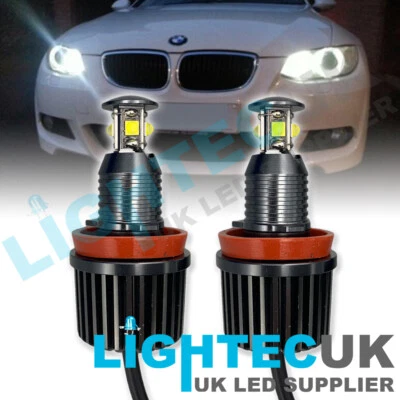 2x Canbus 40W H8 LED Angel Eye Halo Ring Light For BMW E82 E90 E92 E60 E61 E63  - Image 1 of 4