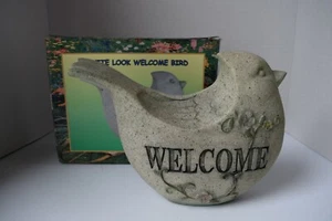 GRANITE LOOK WELCOME SIGN - BIRD FIGURINE - Picture 1 of 9