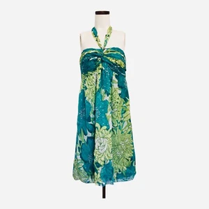 ANN TAYLOR Seide Fee Hawaii Blumen Blumen Stil Urlaub Neckholder Kleid Gr. 8 - Bild 1 von 6