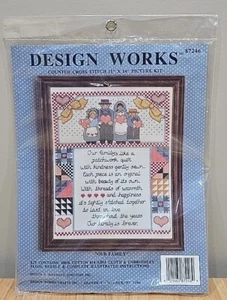 Vintage Design funktioniert "UNSERE FAMILIE" 11x14 Kreuzstich Bild Kit 87246 NEU VERSIEGELT - Bild 1 von 2