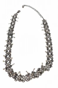 Silver Tone Chainmail Dangle Beads 16” Choker Necklace - Picture 1 of 6