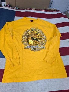 Vintage Rude Boyz Shirt Boys L Yellow Long Sleeve Y2K Skate Grunge Cyber Punk - Picture 1 of 8