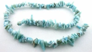 Natural NO DYE Larimar 1/3 Inch to 2/3 Inch NUGGET CHIP Bead 15 Inch Strand   - Picture 1 of 2