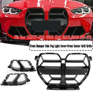 CARBON LOOK FOR BMW G80 M3 G82 G83 M4 FRONT BUMPER SIDE AIR VENT GRILLE+ GRILLS - Foto 1 di 13