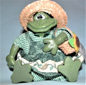 Russ Berrie K Kelly, Mrs Gardenhopper #2185 Country Frosch mit Sonnenblumenkorb NEU - Bild 1 von 4