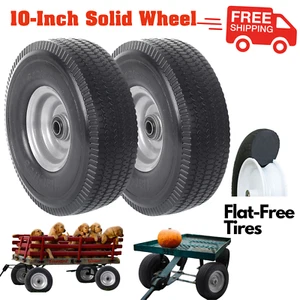 2 Pack Replacement Tire Wheels 4.10/3.50-4 Solid 10” PU Run Flat Free Tubeless - Picture 1 of 6