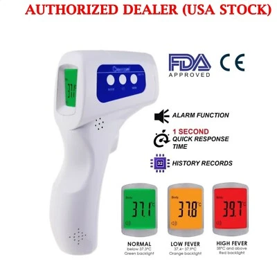 BERRCOM No-Contact Infrared Forehead Thermometer Medical Grade Fever Alarm with FDA-CE