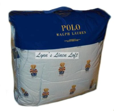 JUEGO DE EDREDÓN DOBLE RALPH LAUREN POLO Oso de Peluche Niño Rayas 2P Foto 1 de 4