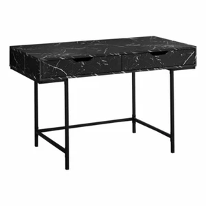 Computer Desk Home Office Laptop 48"L Work Metal Black Marble Look - Picture 1 of 4