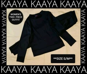 ❤KAAYA DAMEN 2-TEILIG SCHWARZ DEHNBAR LOUNGEWEAR/JOGANZUG SET GRÖSSE S-M/UK 10-12 ~ NEU❤ - Bild 1 von 12