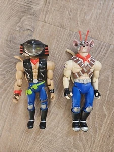 BIKER MICE FROM MARS THROTTLE WITH HELMET & VINNIE WITH CLAW FIGURES 1993! G32 - Picture 1 of 4