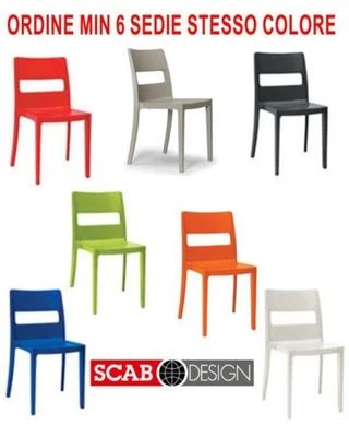 SEDIA SAI SCAB IMPILABILE POLIPROPILENE TORTORA RINFOR. BAR RISTORANTE ALBERGO - Immagine 1 di 2
