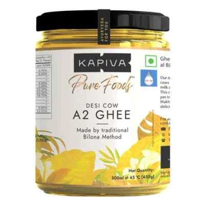 Kapiva A2 Bilona Cow Ghee Pure Desi Ghee 500 ML Glass Jar For Sauteing Organic - Picture 1 of 2