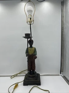 Berman Blackamoor Figure Table Lamp and Candle Holder 30" Copper Hand Painted - Picture 1 of 7