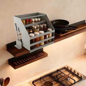 Organizador de gabinete extraíble de 2 niveles estante de pared para platos de especias - Imagen 1 de 10