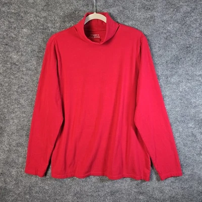 Camiseta Talbots Mujer 2X Algodón Rojo Cuello Alto Manga Larga Foto 1 de 4
