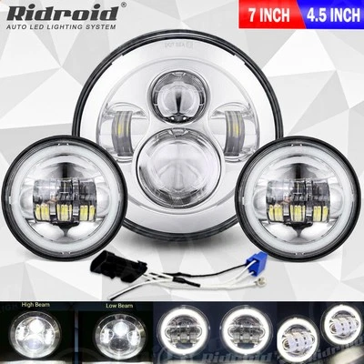 Faro LED cromado de 7" + luces de paso para Road King Classic 2007-2013 FLHRC Foto 1 de 4