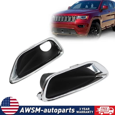 For Jeep Grand Cherokee 2017-2021 Front Bumper Fog Light Cover Chrome Trim - Image 1 of 4