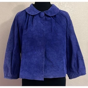 LAL lila Wildleder Lederjacke Cropped Cape Mantel Damen Frauen Large - Bild 1 von 9