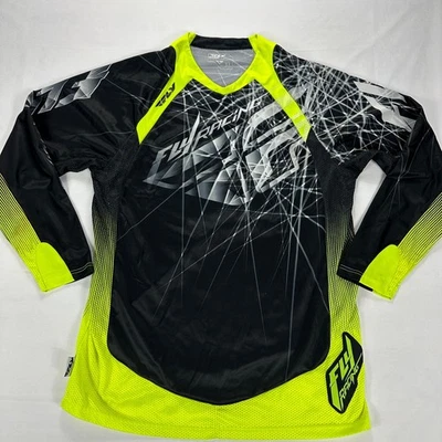 Fly Racing EVO 2.0 Spike Black Neon Motocross Neon Jersey Men's XL Lightweight - Image 1 of 4