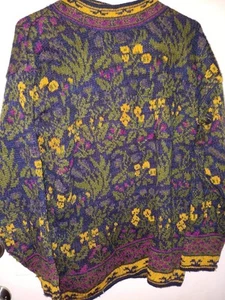 Vintage 80s Abstract Floral Knit Sweater Size L Oversized Artistic - Picture 1 of 4