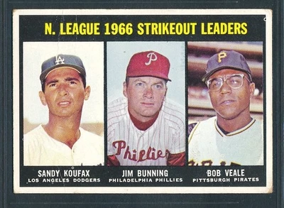 1967 Topps #238 NL 1966 líderes de ponche Sandy Koufax & Bunning ~ Bueno a muy buen estado  Foto 1 de 2
