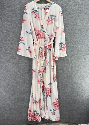 Nuevo Iris Pomper Mujer 3X Plus Beige Floral Cuello en V Cremallera Cinturón Manga Larga Foto 1 de 4